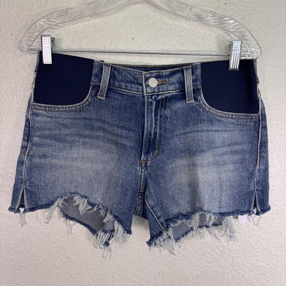 Joes Jeans Shorts Womens 26 Ozzie Mid Rise Cut Off Raw Hem Maternity Denim NEW - Picture 1 of 13